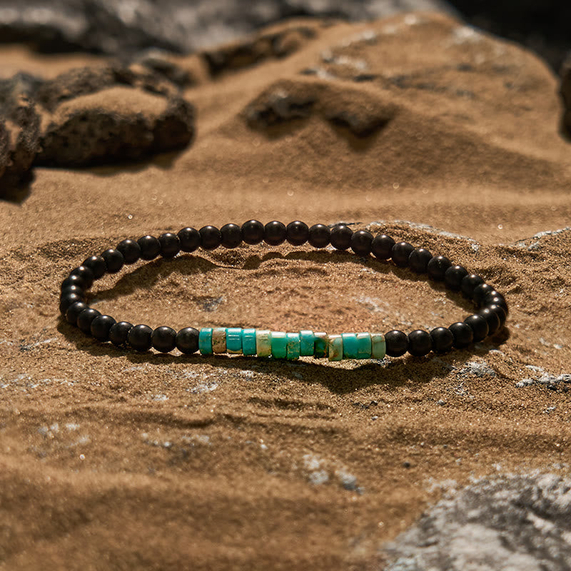 Pulsera de cuentas de piedra del emperador obsidiana con cuentas rodantes de Olivenorma