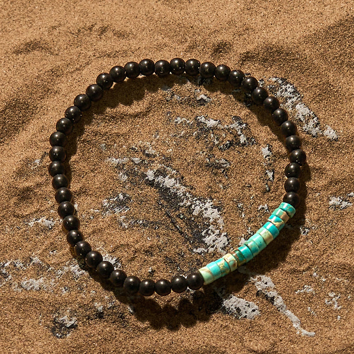 Pulsera de cuentas de piedra del emperador obsidiana con cuentas rodantes de Olivenorma