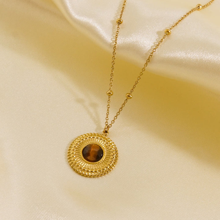 Collar con colgante de ojo de tigre natural de Olivenorma