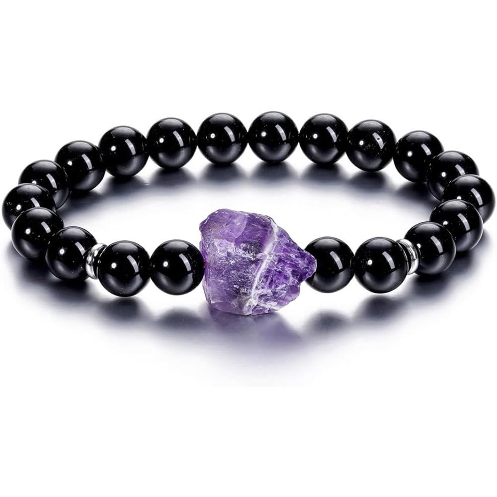 Pulsera de amatista natural en bruto de 8 mm de Olivenorma