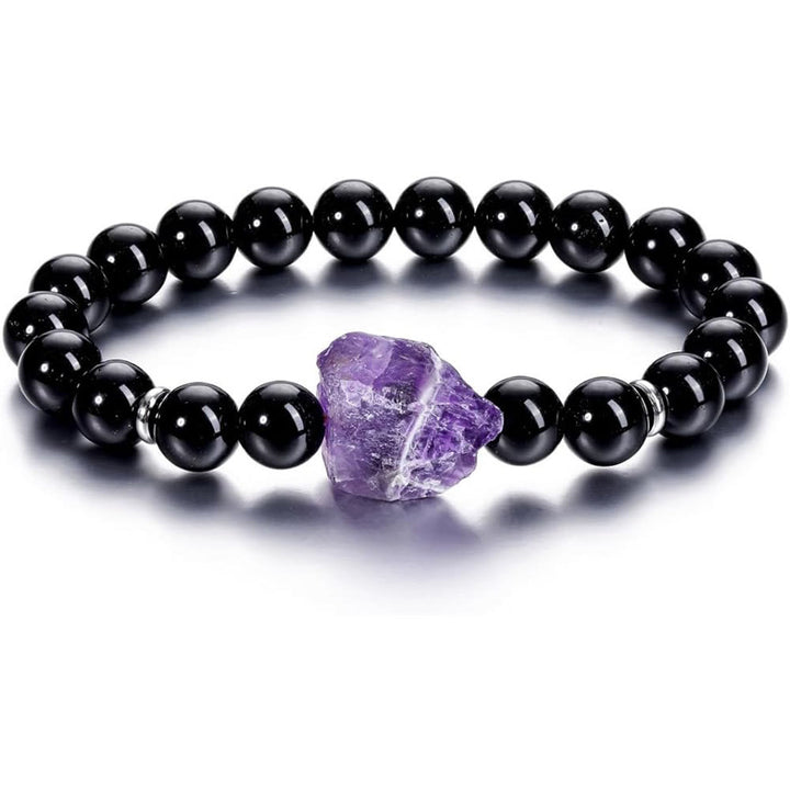 Pulsera de amatista natural en bruto de 8 mm de Olivenorma