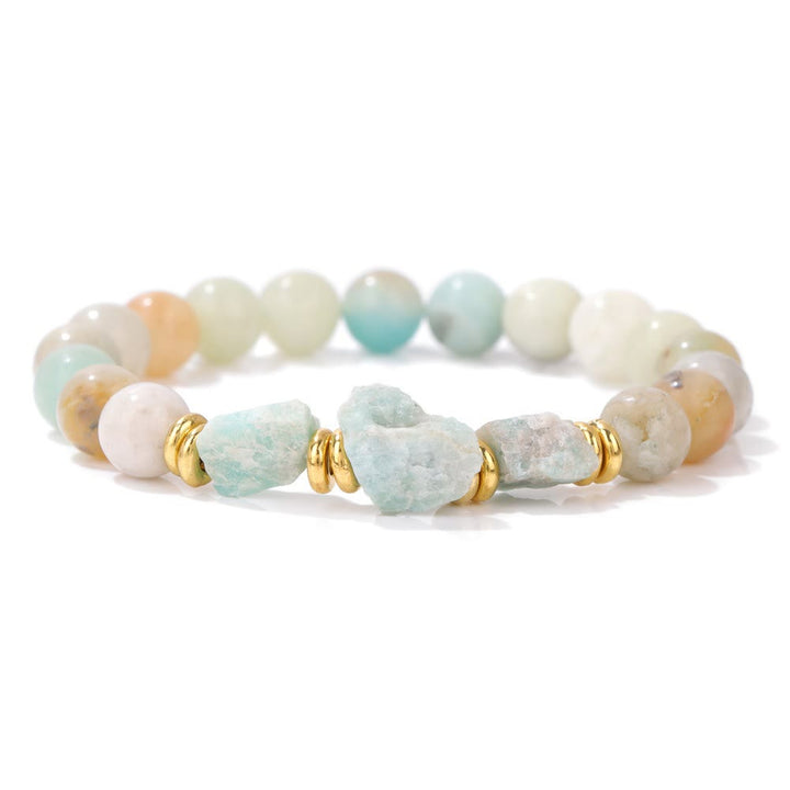 Pulsera de cuentas de piedras preciosas naturales en bruto de Olivenorma