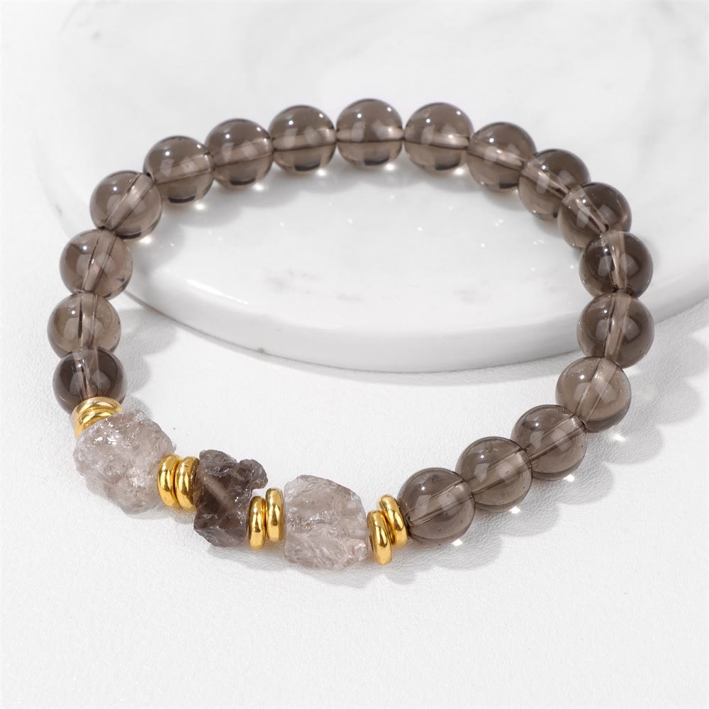 Pulsera de cuentas de piedras preciosas naturales en bruto de Olivenorma