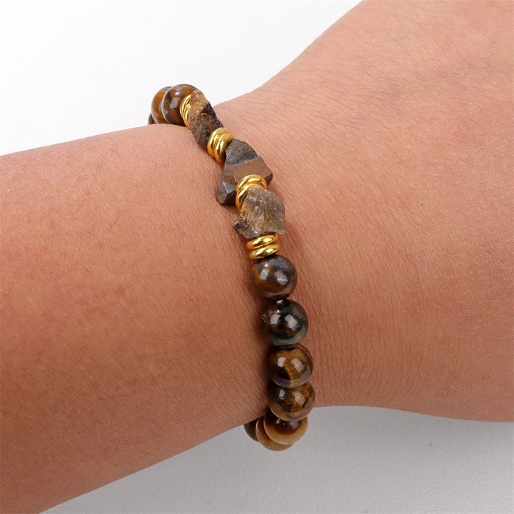 Pulsera de cuentas de piedras preciosas naturales en bruto de Olivenorma