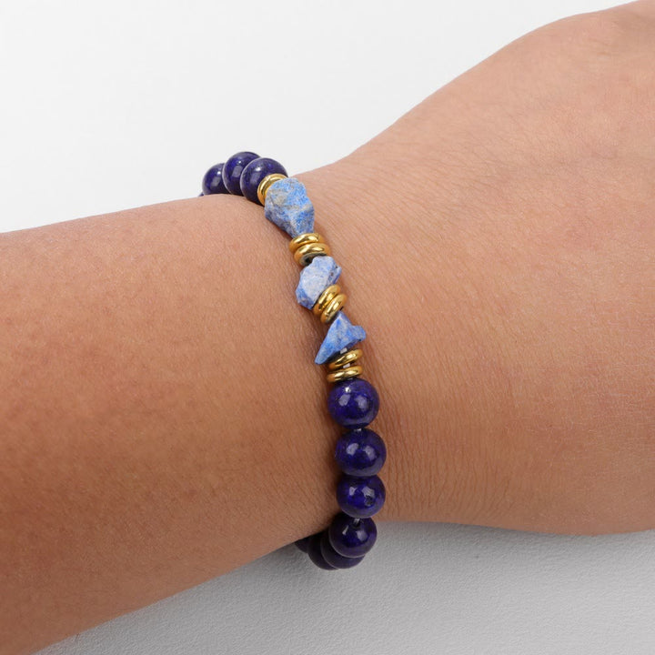 Pulsera de cuentas de piedras preciosas naturales en bruto de Olivenorma