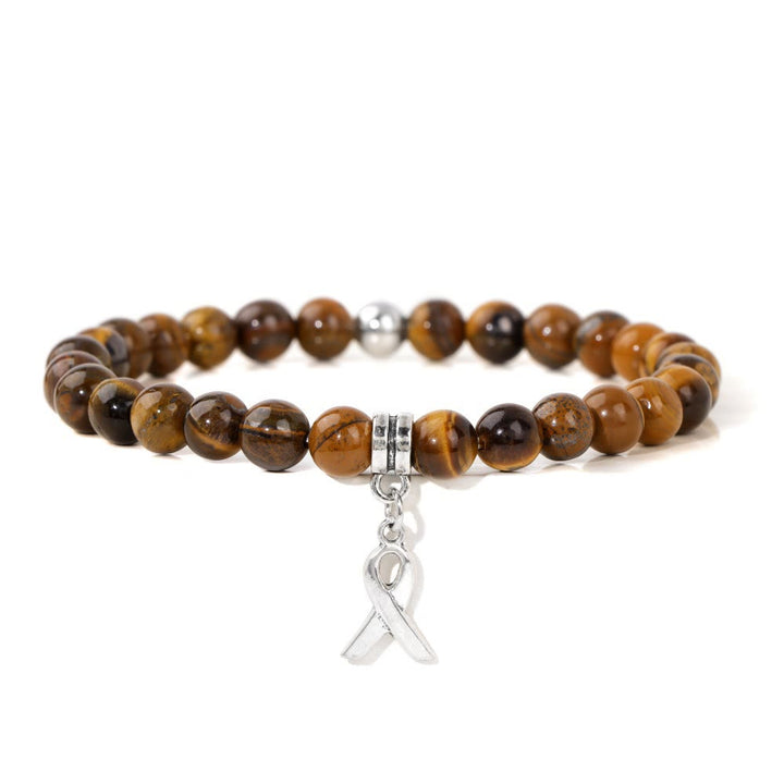 Pulsera de la suerte con cuentas de piedras preciosas naturales y dijes de cinta de Olivenorma