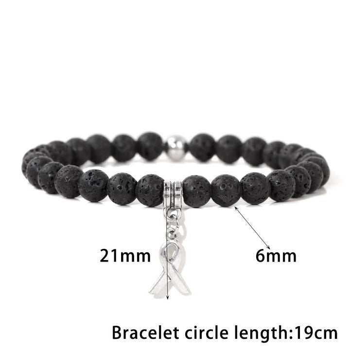 Pulsera de la suerte con cuentas de piedras preciosas naturales y dijes de cinta de Olivenorma