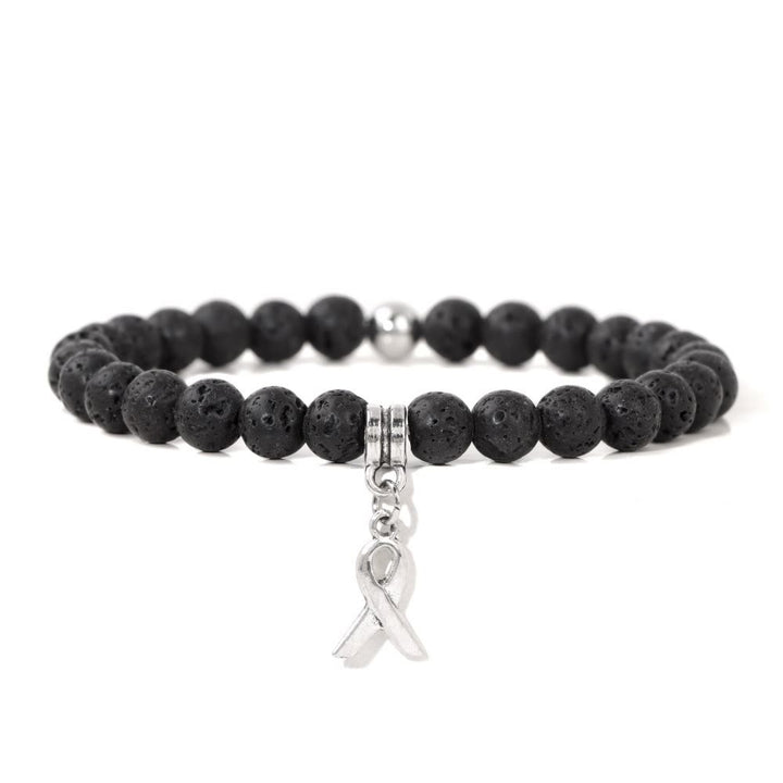 Pulsera de la suerte con cuentas de piedras preciosas naturales y dijes de cinta de Olivenorma