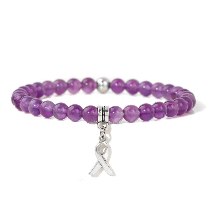 Pulsera de la suerte con cuentas de piedras preciosas naturales y dijes de cinta de Olivenorma