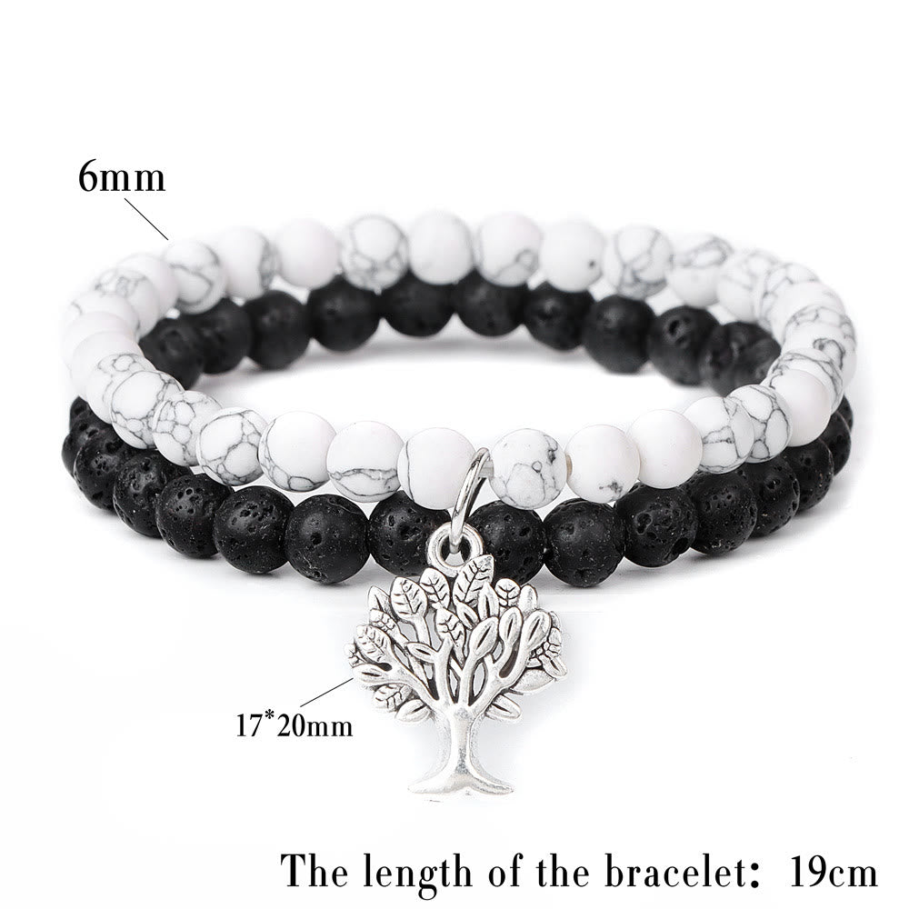 Pulsera de doble capa con piedras preciosas del árbol de la vida de Olivenorma