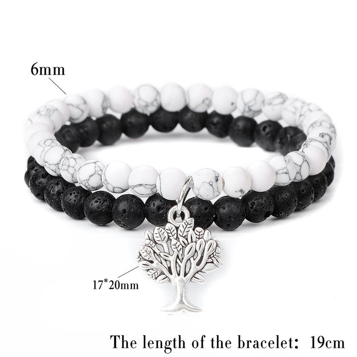 Pulsera de doble capa con piedras preciosas del árbol de la vida de Olivenorma