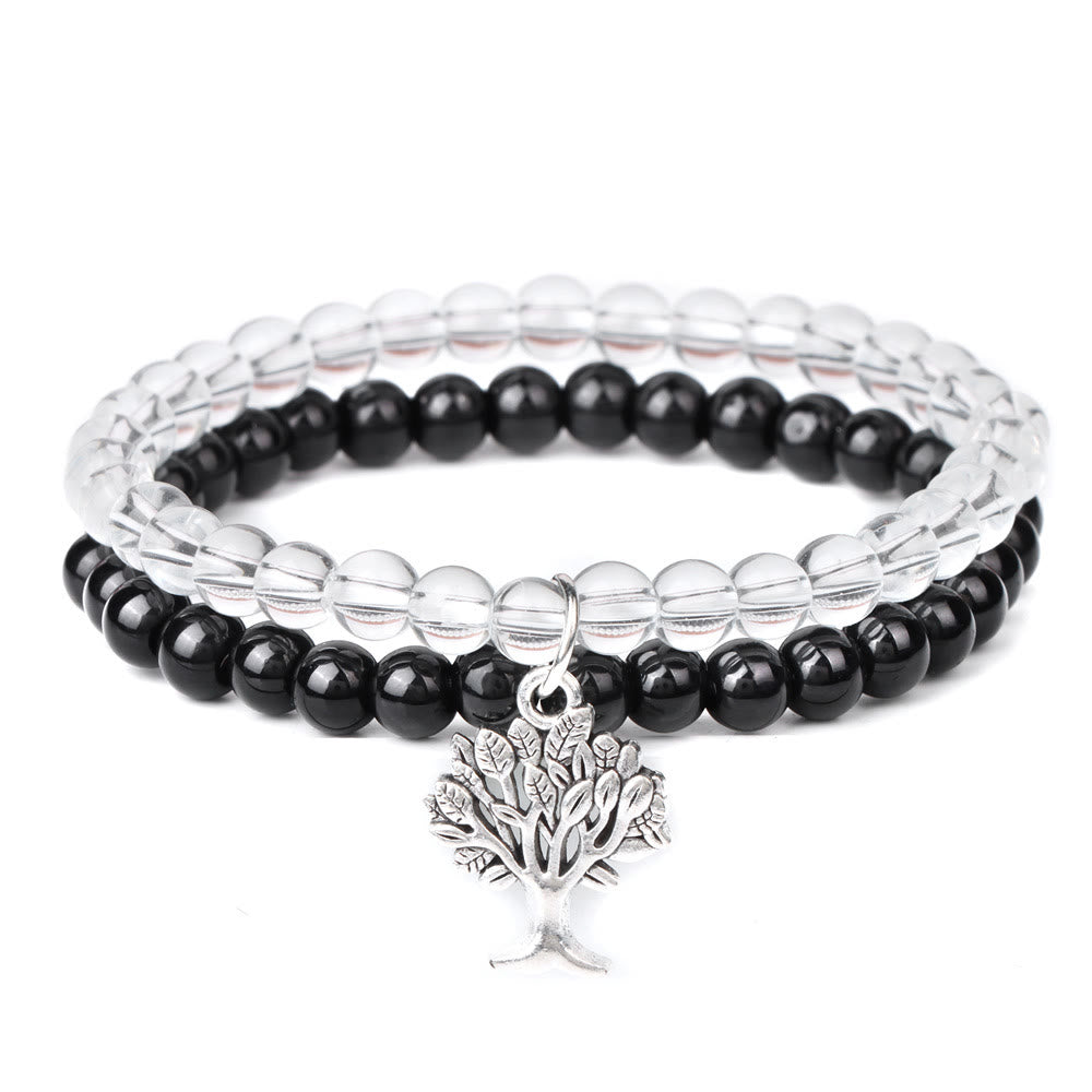 Pulsera de doble capa con piedras preciosas del árbol de la vida de Olivenorma