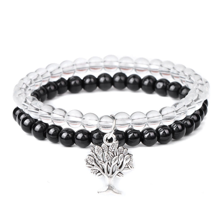 Pulsera de doble capa con piedras preciosas del árbol de la vida de Olivenorma
