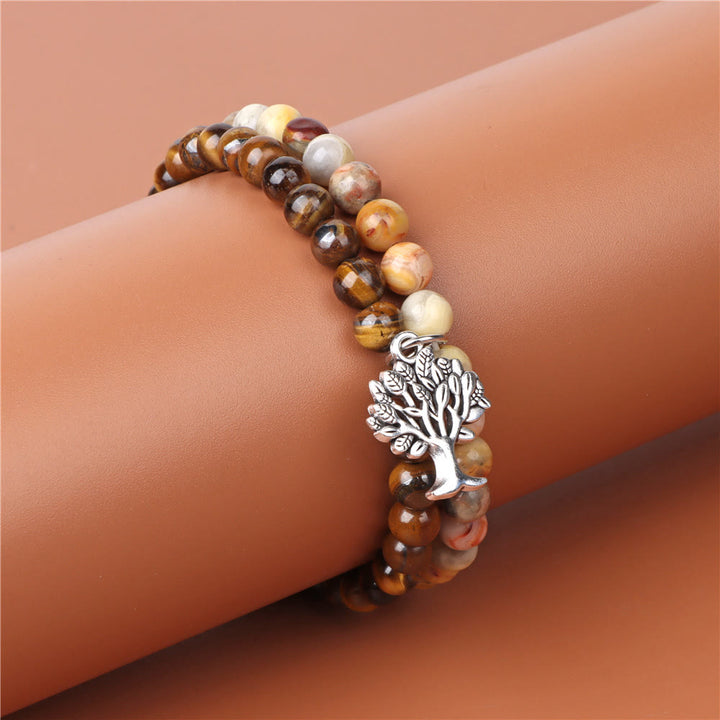 Pulsera de doble capa con piedras preciosas del árbol de la vida de Olivenorma
