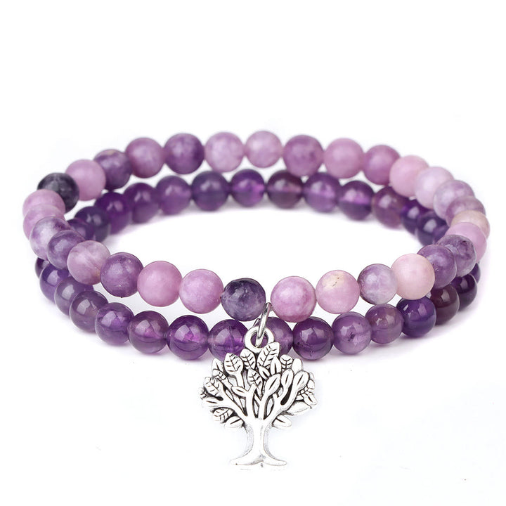 Pulsera de doble capa con piedras preciosas del árbol de la vida de Olivenorma