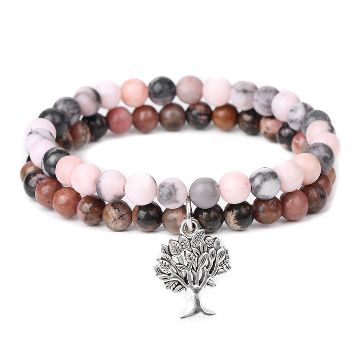 Pulsera de doble capa con piedras preciosas del árbol de la vida de Olivenorma