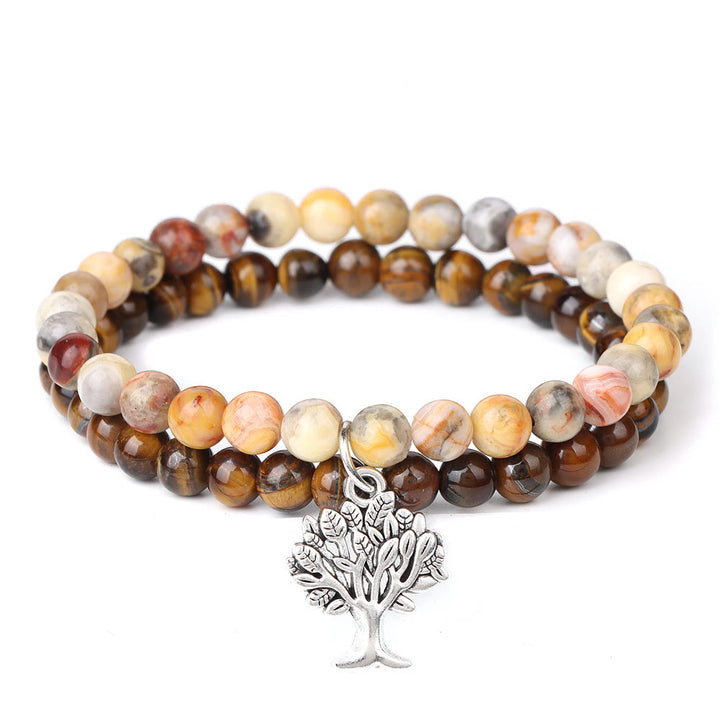 Pulsera de doble capa con piedras preciosas del árbol de la vida de Olivenorma