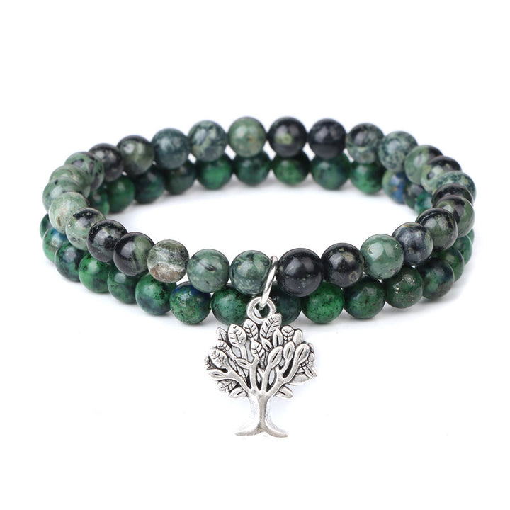 Pulsera de doble capa con piedras preciosas del árbol de la vida de Olivenorma
