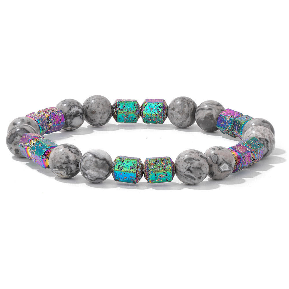 Pulsera de cuentas de piedra de lava geométrica con purpurina de Olivenorma
