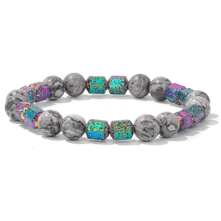 Pulsera de cuentas de piedra de lava geométrica con purpurina de Olivenorma