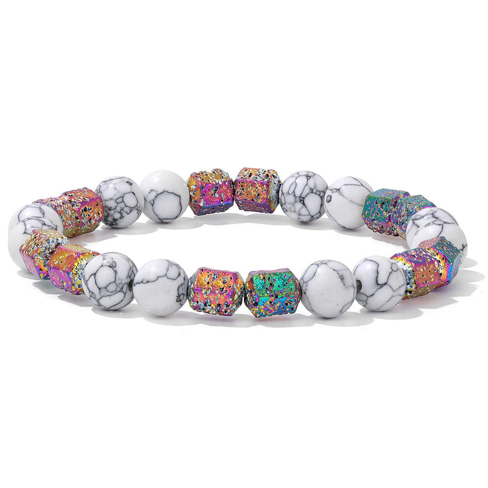Pulsera de cuentas de piedra de lava geométrica con purpurina de Olivenorma