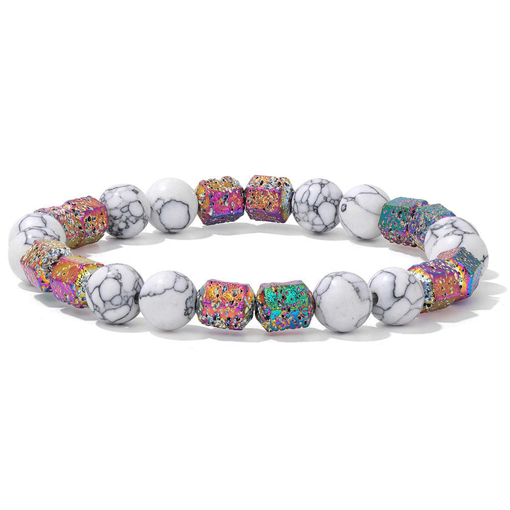 Pulsera de cuentas de piedra de lava geométrica con purpurina de Olivenorma