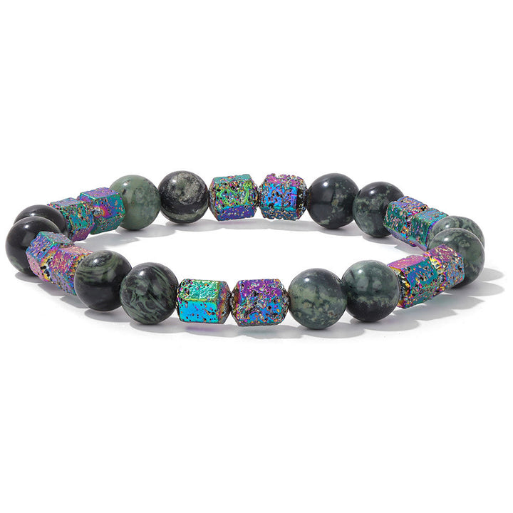 Pulsera de cuentas de piedra de lava geométrica con purpurina de Olivenorma