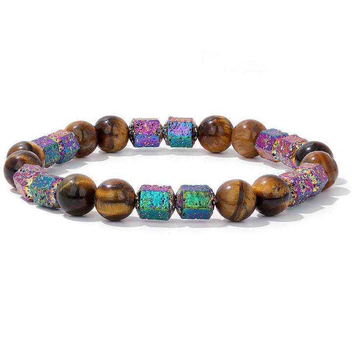Pulsera de cuentas de piedra de lava geométrica con purpurina de Olivenorma