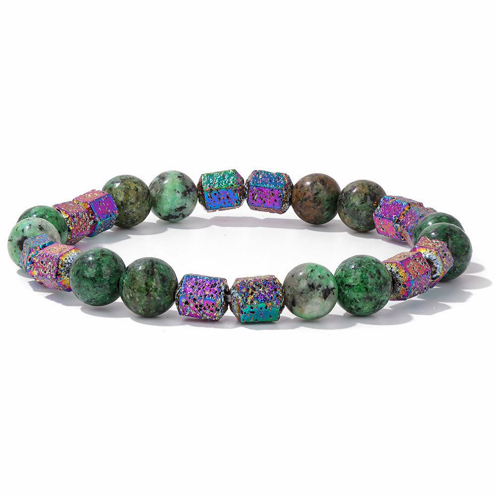 Pulsera de cuentas de piedra de lava geométrica con purpurina de Olivenorma