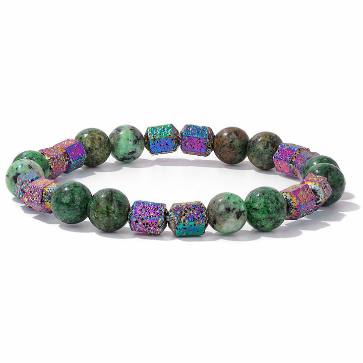 Pulsera de cuentas de piedra de lava geométrica con purpurina de Olivenorma