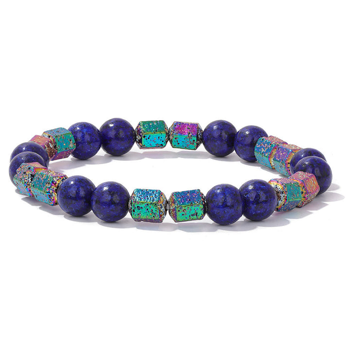 Pulsera de cuentas de piedra de lava geométrica con purpurina de Olivenorma