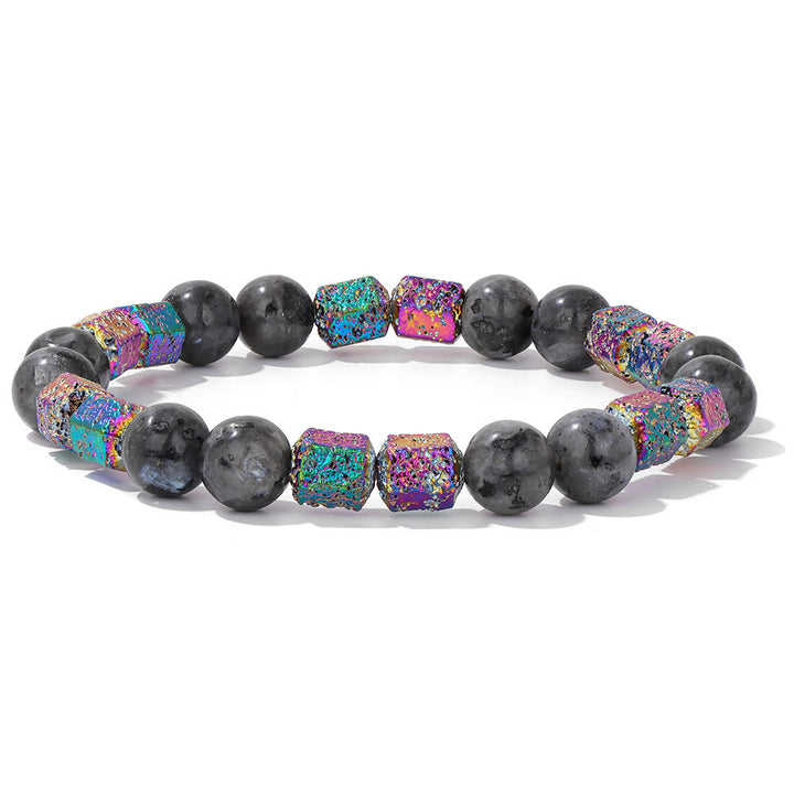 Pulsera de cuentas de piedra de lava geométrica con purpurina de Olivenorma