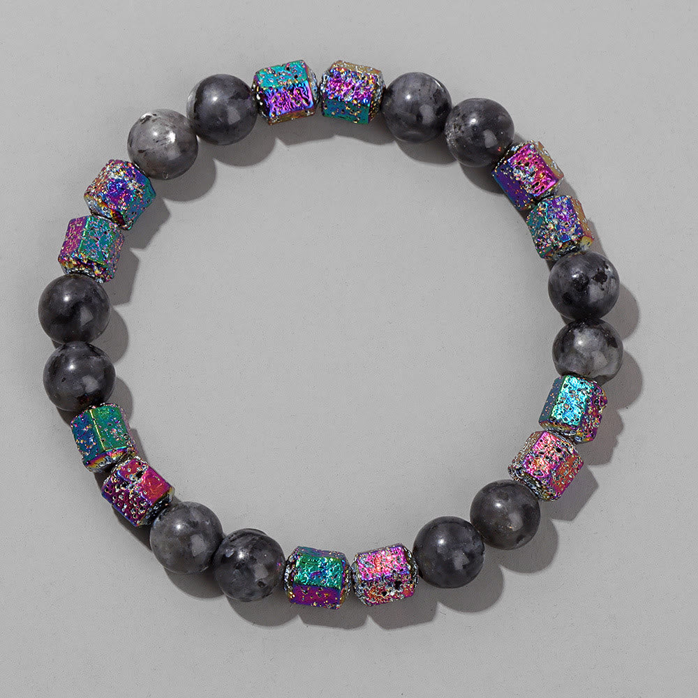 Pulsera de cuentas de piedra de lava geométrica con purpurina de Olivenorma