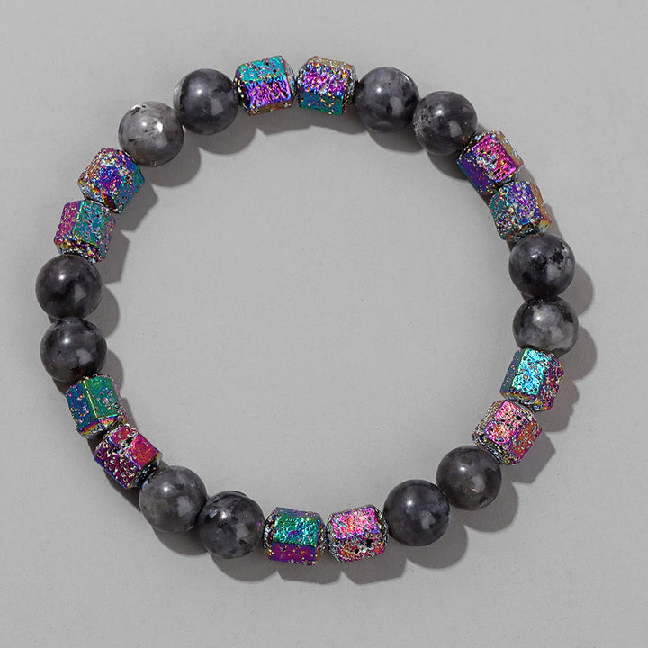 Pulsera de cuentas de piedra de lava geométrica con purpurina de Olivenorma