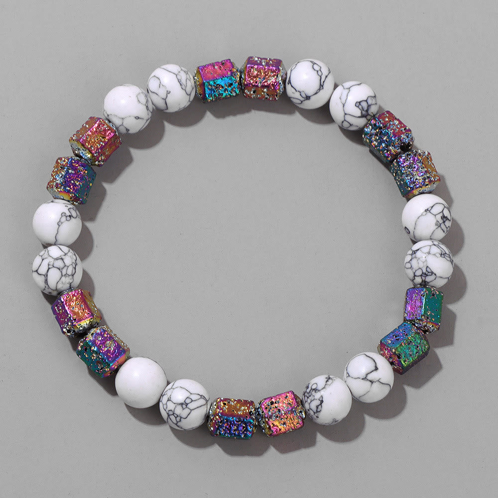 Pulsera de cuentas de piedra de lava geométrica con purpurina de Olivenorma