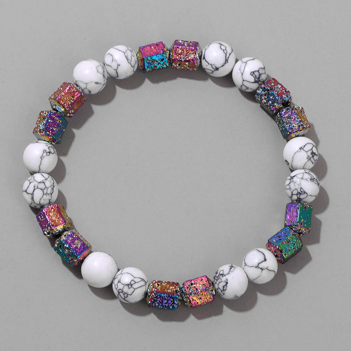 Pulsera de cuentas de piedra de lava geométrica con purpurina de Olivenorma