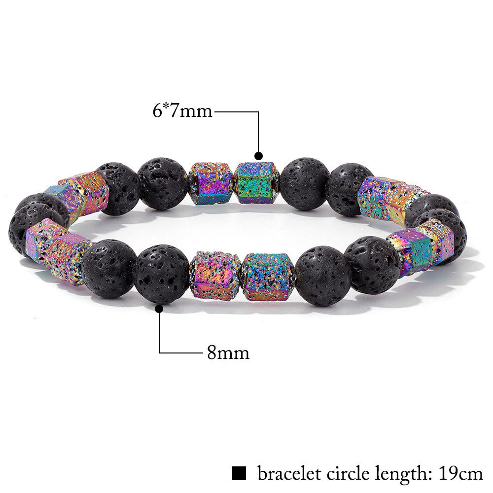 Pulsera de cuentas de piedra de lava geométrica con purpurina de Olivenorma