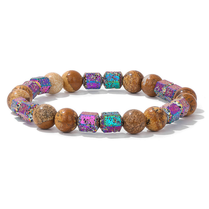 Pulsera de cuentas de piedra de lava geométrica con purpurina de Olivenorma