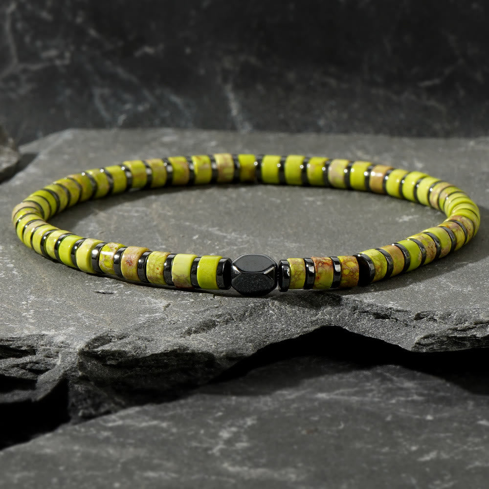 Pulsera de cuentas de piedra emperador natural de Bohemia de Olivenorma