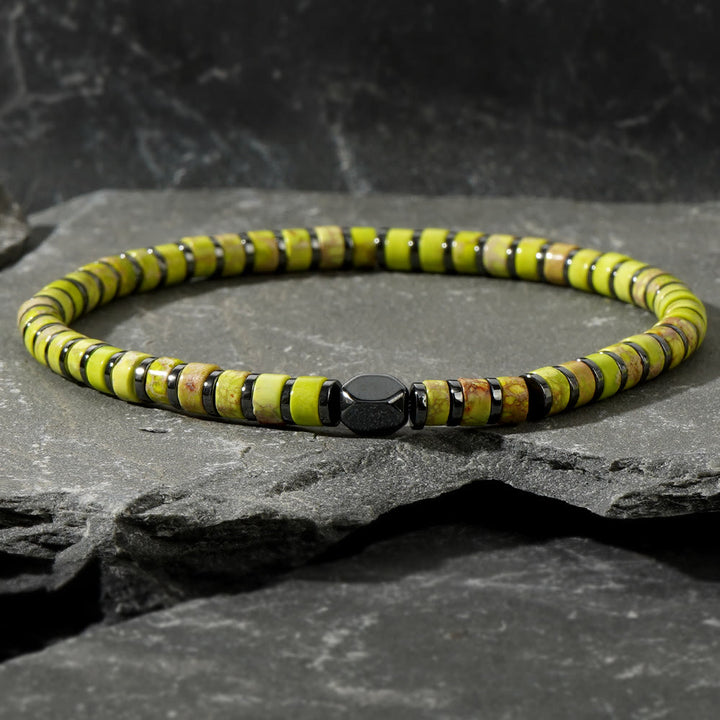 Pulsera de cuentas de piedra emperador natural de Bohemia de Olivenorma