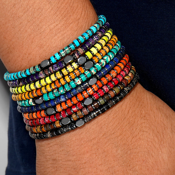 Pulsera de cuentas de piedra emperador natural de Bohemia de Olivenorma