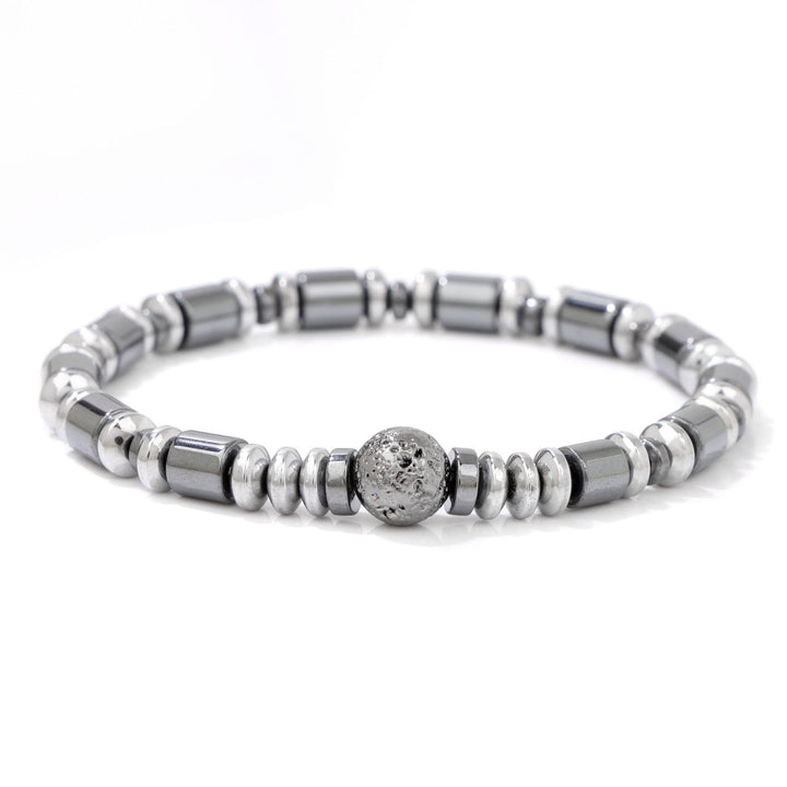 Pulsera de cuentas de piedra de lava hematita estilo punk de Olivenorma