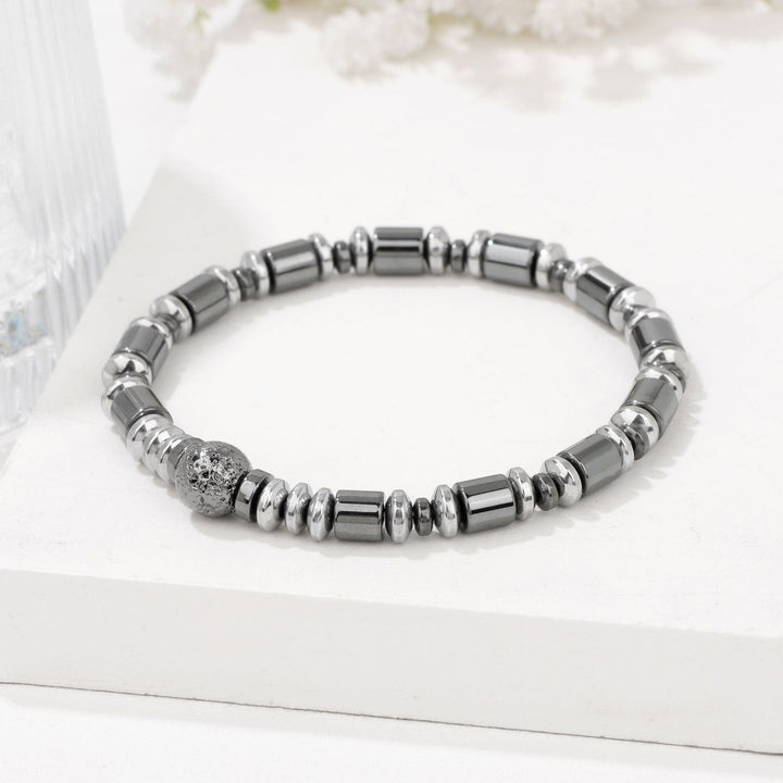 Pulsera de cuentas de piedra de lava hematita estilo punk de Olivenorma