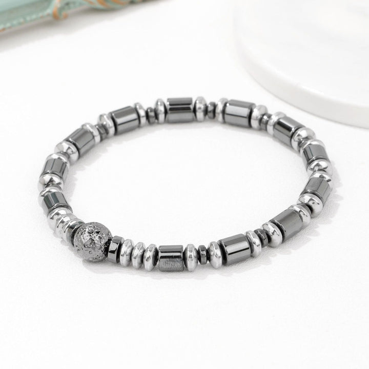 Pulsera de cuentas de piedra de lava hematita estilo punk de Olivenorma