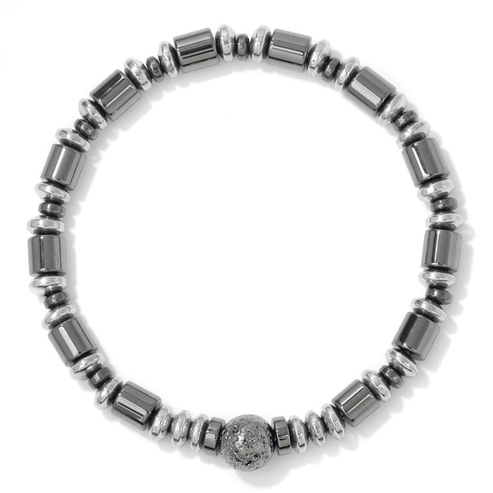 Pulsera de cuentas de piedra de lava hematita estilo punk de Olivenorma