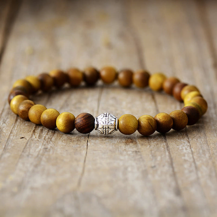 Pulsera de cuentas apiladas de madera de malaquita natural de 2 piezas de Olivenorma