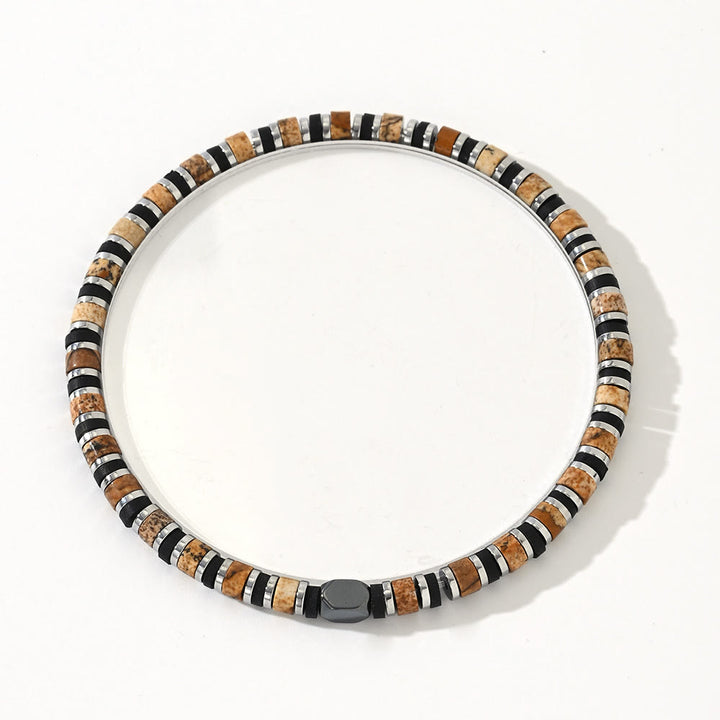 Pulsera de cuentas de broncita natural en forma de columna de Olivenorma