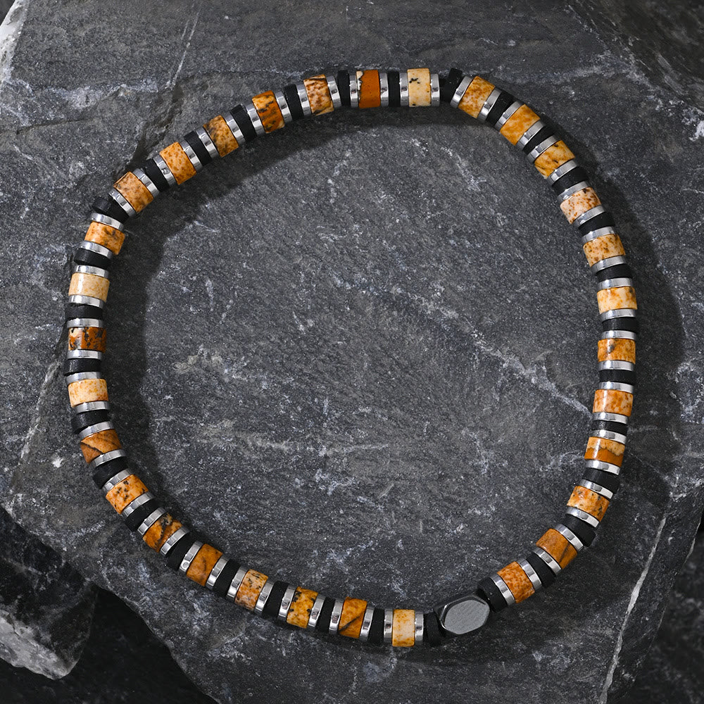 Pulsera de cuentas de broncita natural en forma de columna de Olivenorma