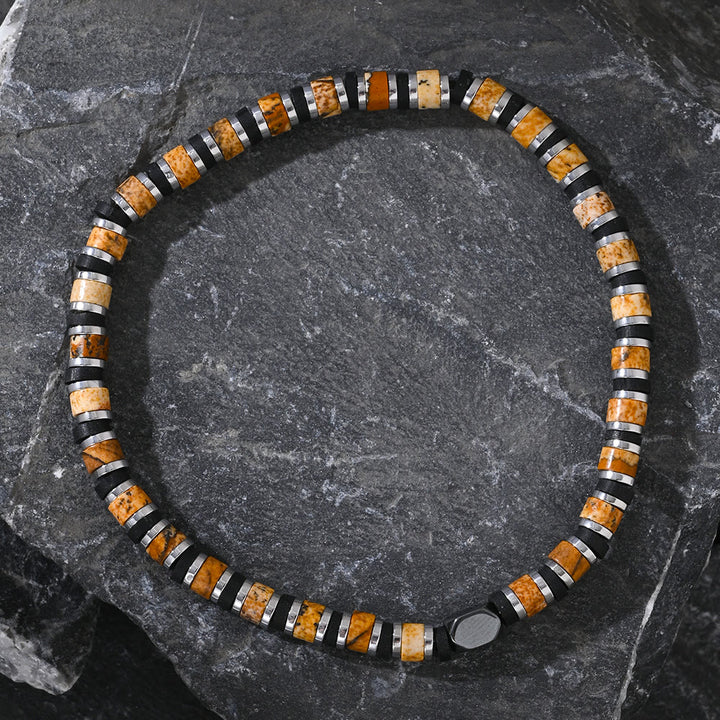 Pulsera de cuentas de broncita natural en forma de columna de Olivenorma