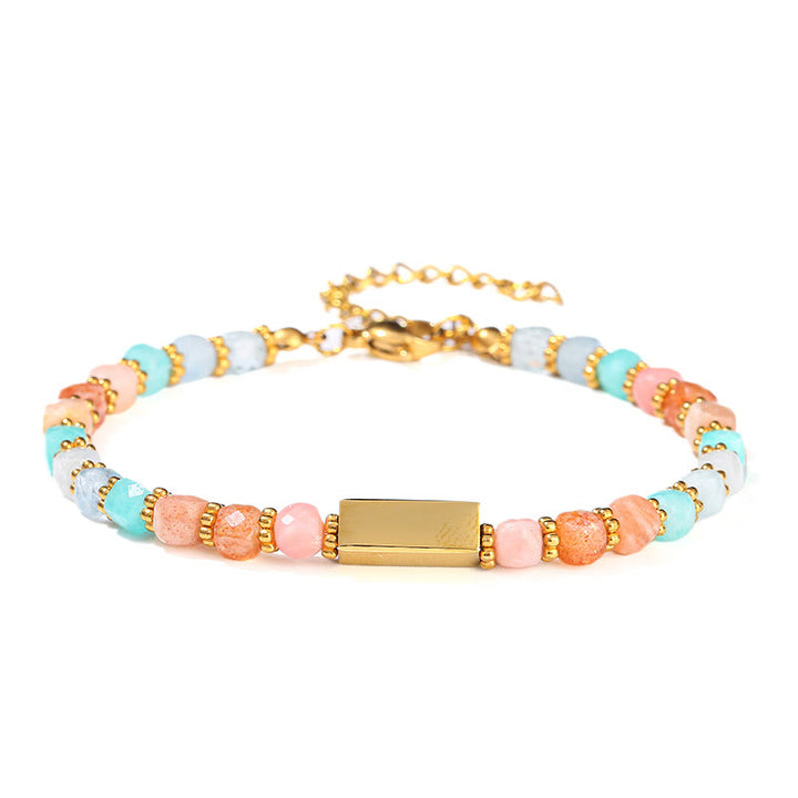Pulsera de cuentas de piedras preciosas naturales talladas en cubos de Olivenorma